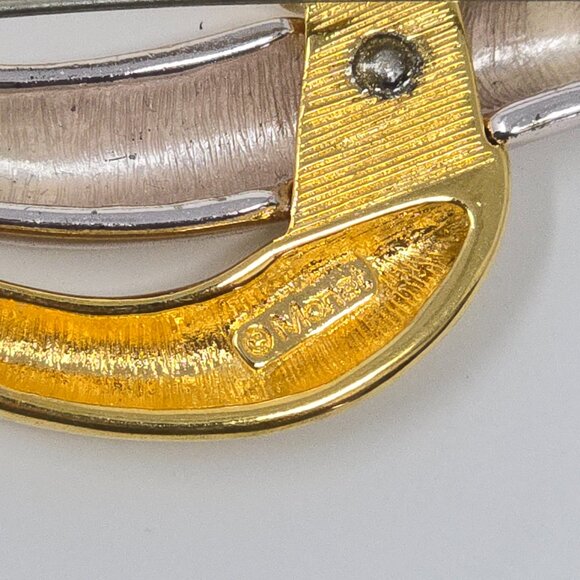 Vintage Monet Abstract Gold and Silver Two Tone Swirl Statement Brooch Pin - Picture 9 of 13